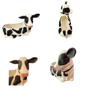 Vintage 2003 Cow Planter Blow Mold Black White TPI Canada 16" X 13"